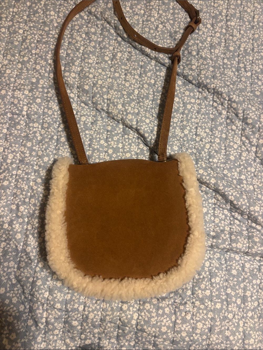 UGG Chestnut Brown Faux-Shearling Crossbody Bag - Picture 3 of 4